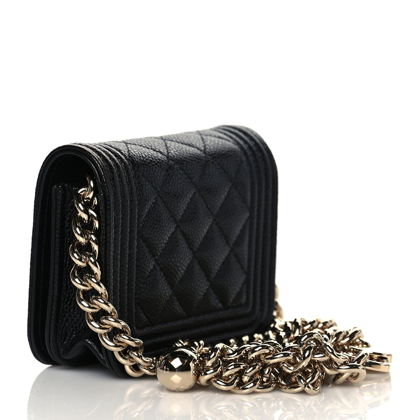 Caviar Quilted Boy Flap Waist Belt Bag Black