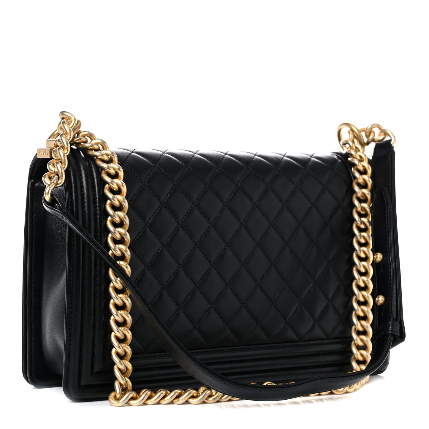 Calfskin Quilted New Medium Boy Flap Black