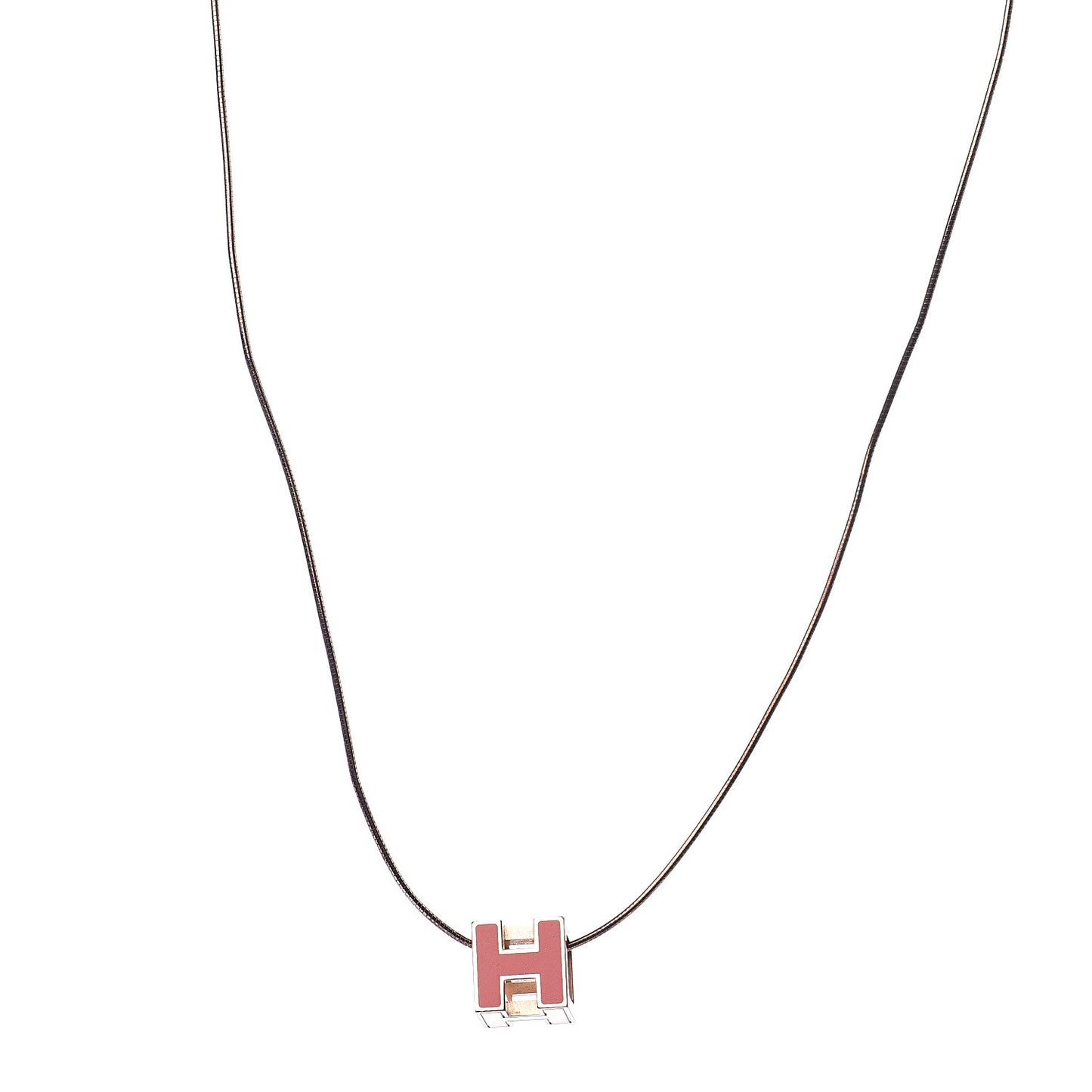 Rose Gold Lacquered Cage d'H Pendant Necklace Orange Fonce