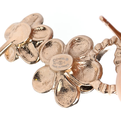 Chanel Crystal Enamel Flower CC Earrings Gold White Black 4 of 4
