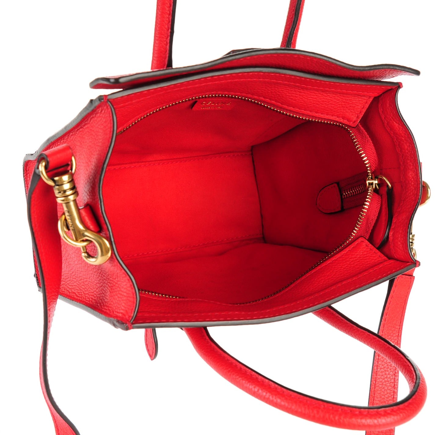 Drummed Calfskin Nano Luggage Coquelicot