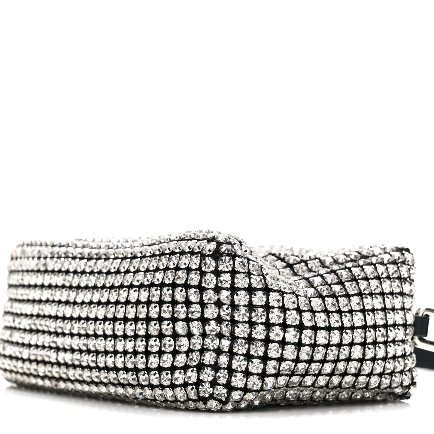 Mesh Crystal Rhinestone Mini Heiress Pouch Black Silver