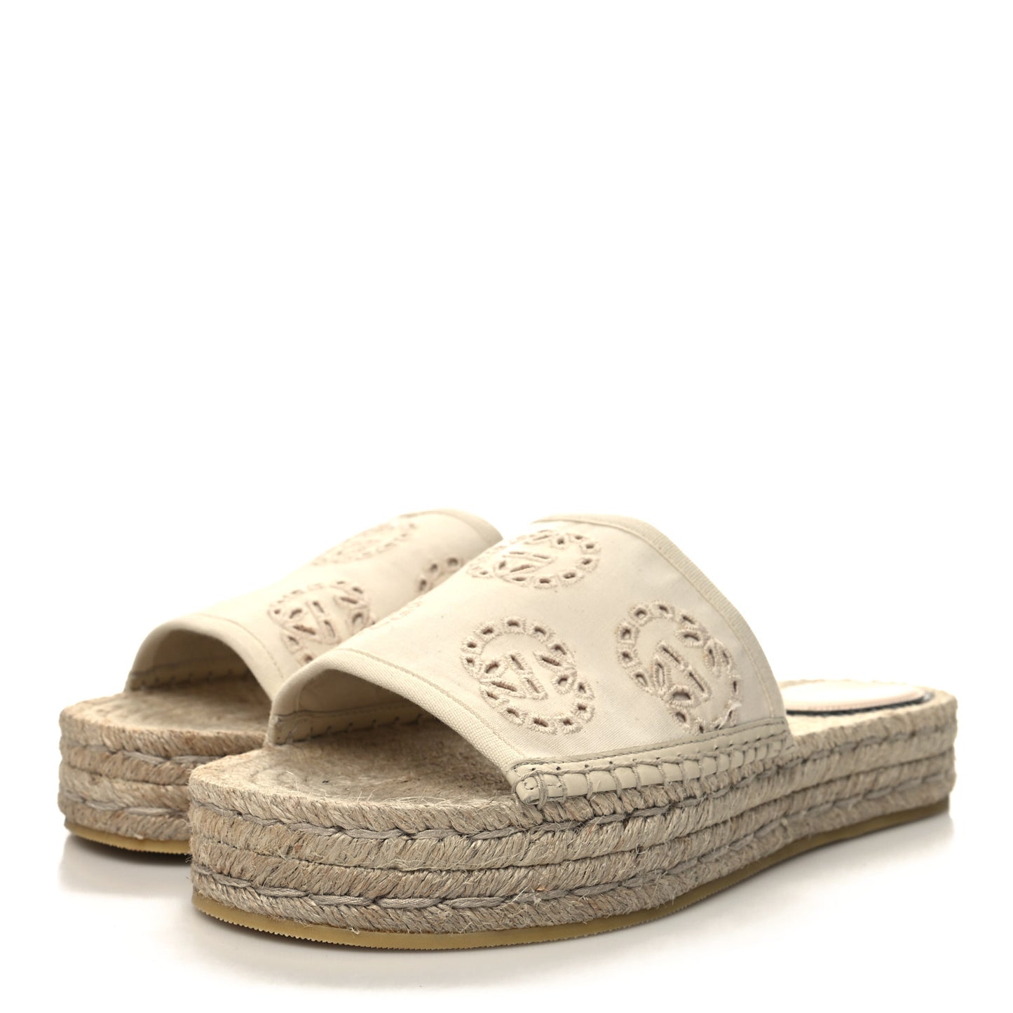 Canvas Interlocking G Damita Espadrille Sandals 39 Natural