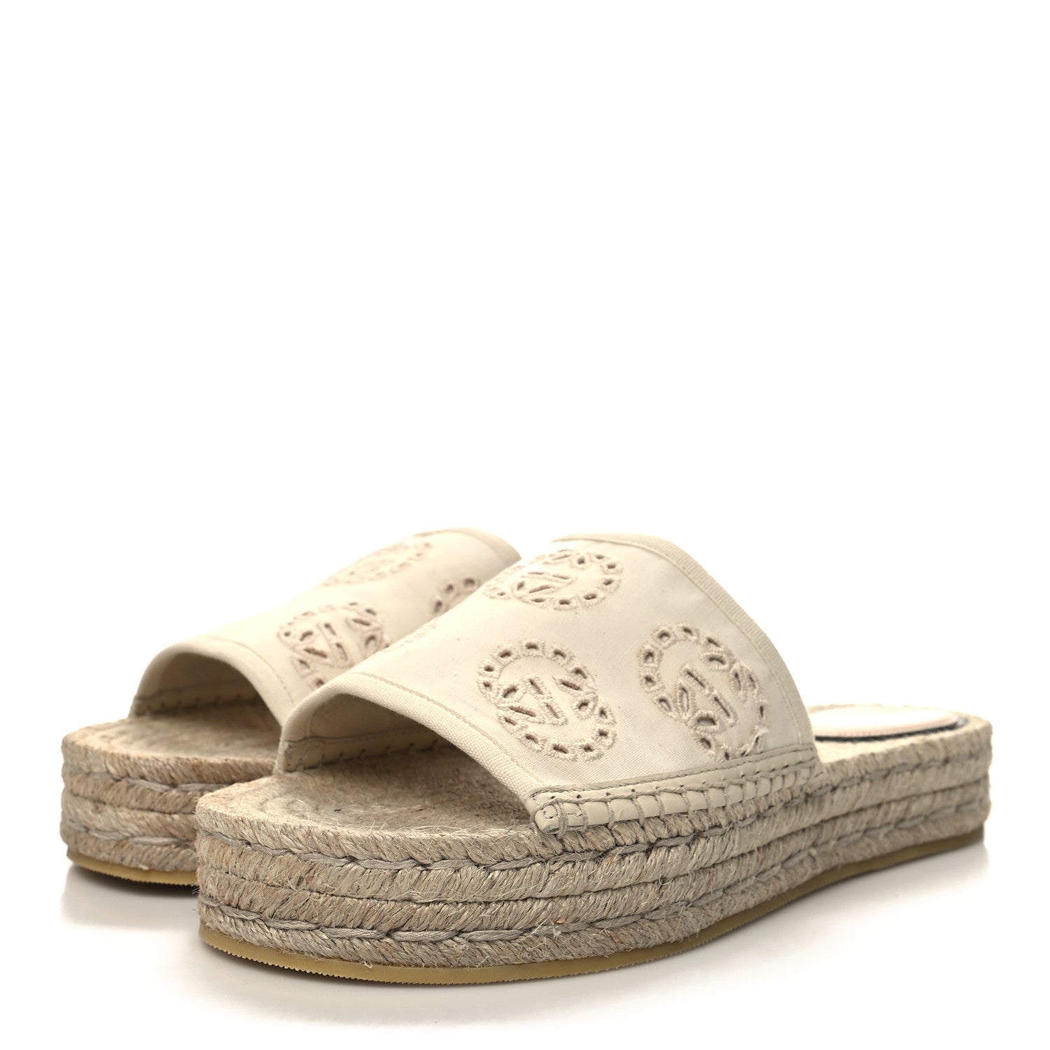 Gucci Canvas Interlocking G Damita Espadrille Sandals 39 Natural 3 of 9