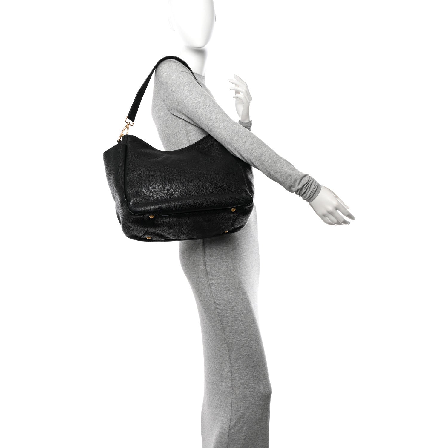 Prada Vitello Daino Side Pocket Hobo Black 2 of 10