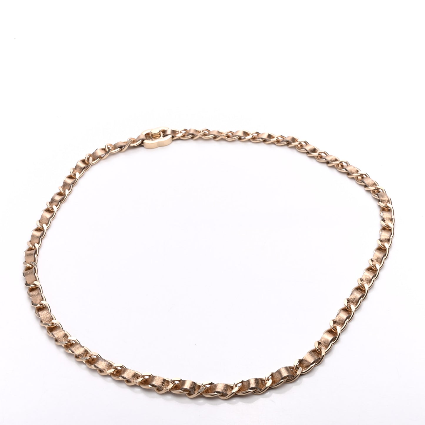 Metallic Lambskin CC Turnlock Chain Belt Gold