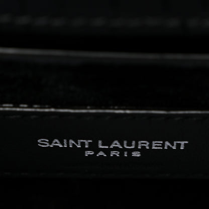Saint Laurent Calfskin Crocodile Embossed Medium Monogram Sunset Black 7 of 12
