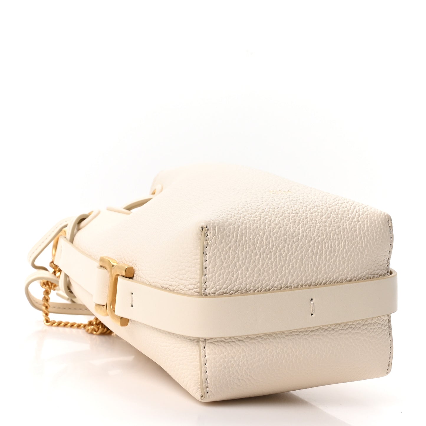Grained Calfskin Micro Marcie Bucket Bag Misty Ivory