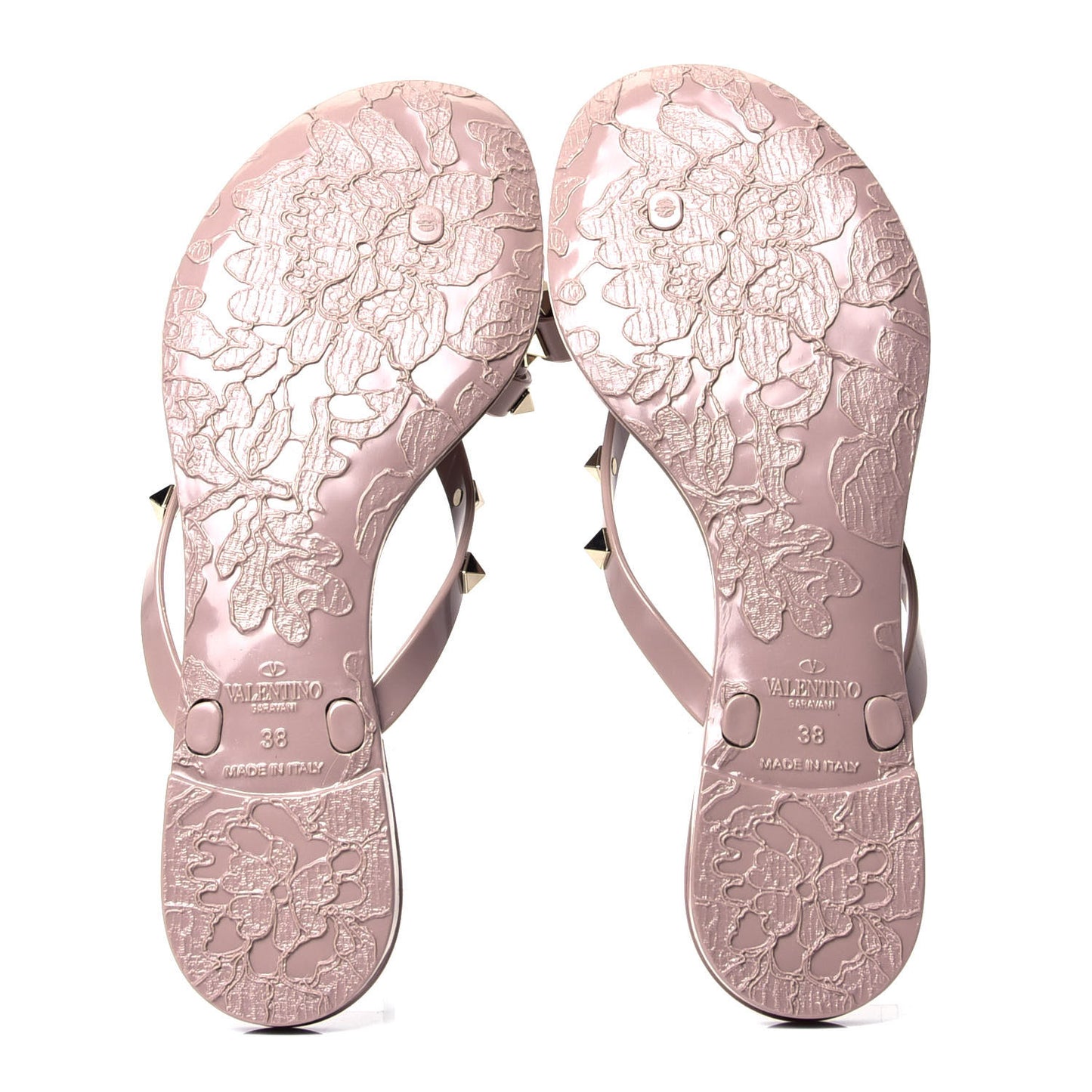 PVC Jelly Rockstud Bow Thong Sandals 38 Poudre