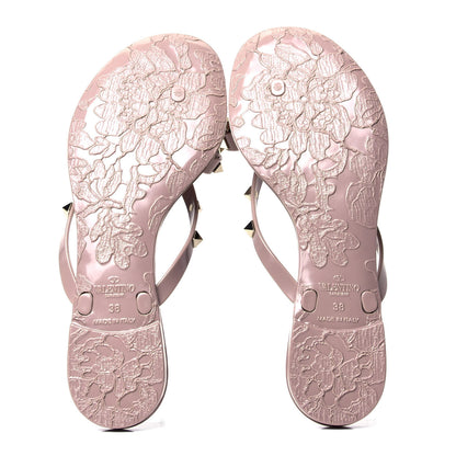 Valentino Garavani PVC Jelly Rockstud Bow Thong Sandals 38 Poudre 10 of 12