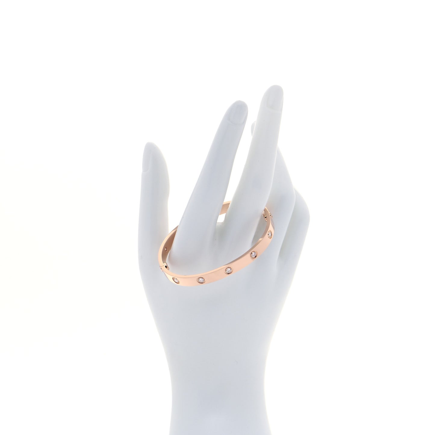 18K Pink Gold 10 Diamond LOVE Bracelet 17