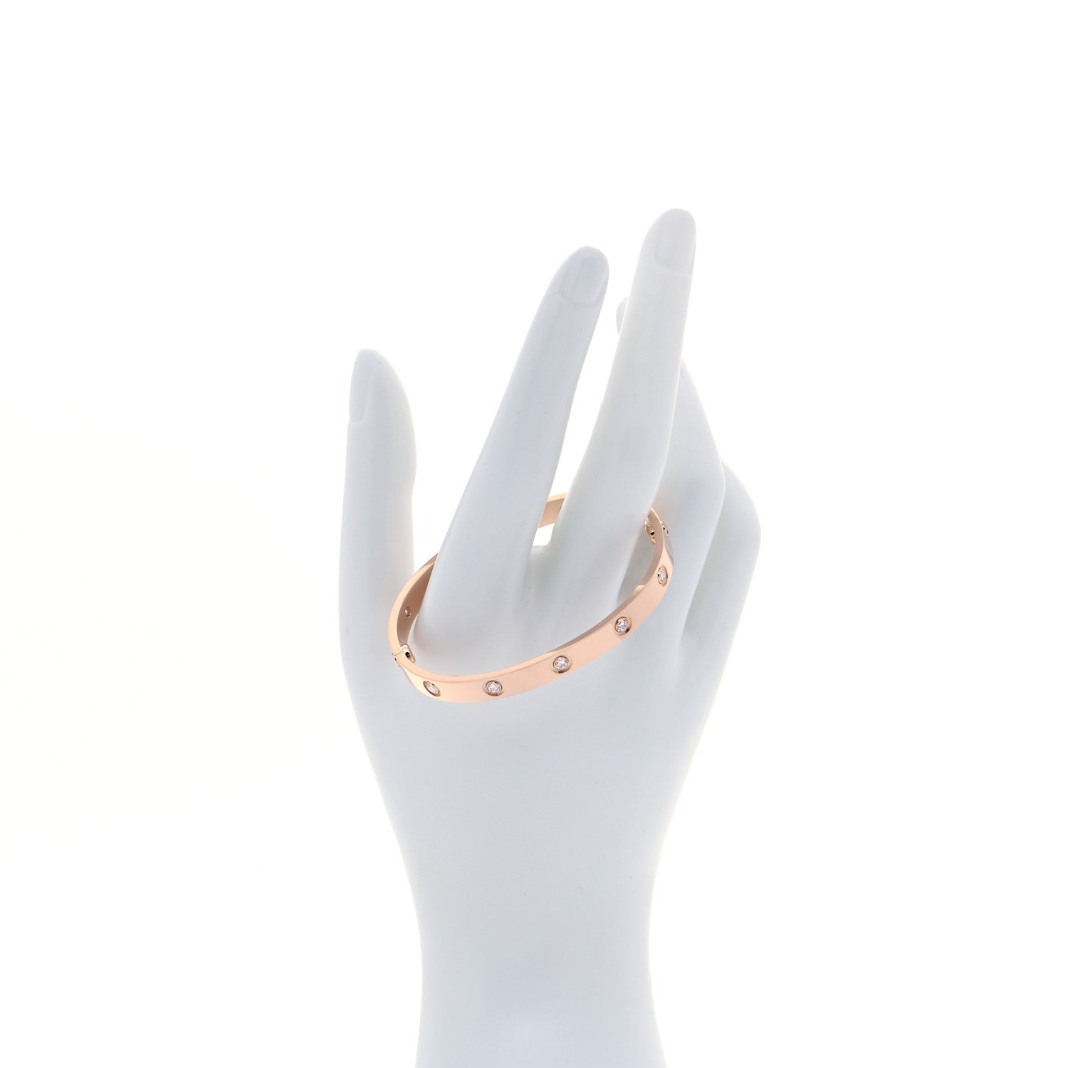 Cartier 18K Pink Gold 10 Diamond LOVE Bracelet 17 2 of 8