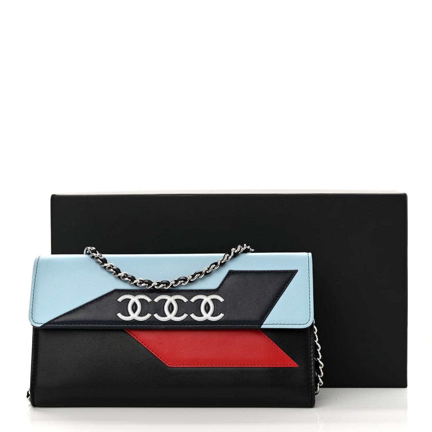Lambskin Airlines Wallet On Chain WOC Blue Black Red