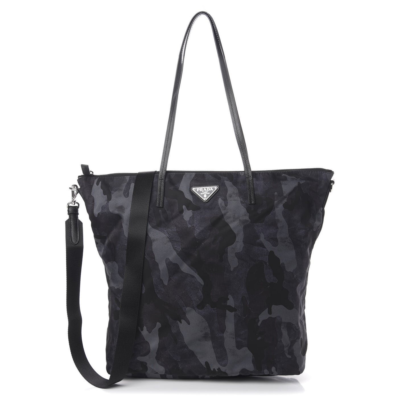 Tessuto Nylon Stampato Camouflage Tote Blue