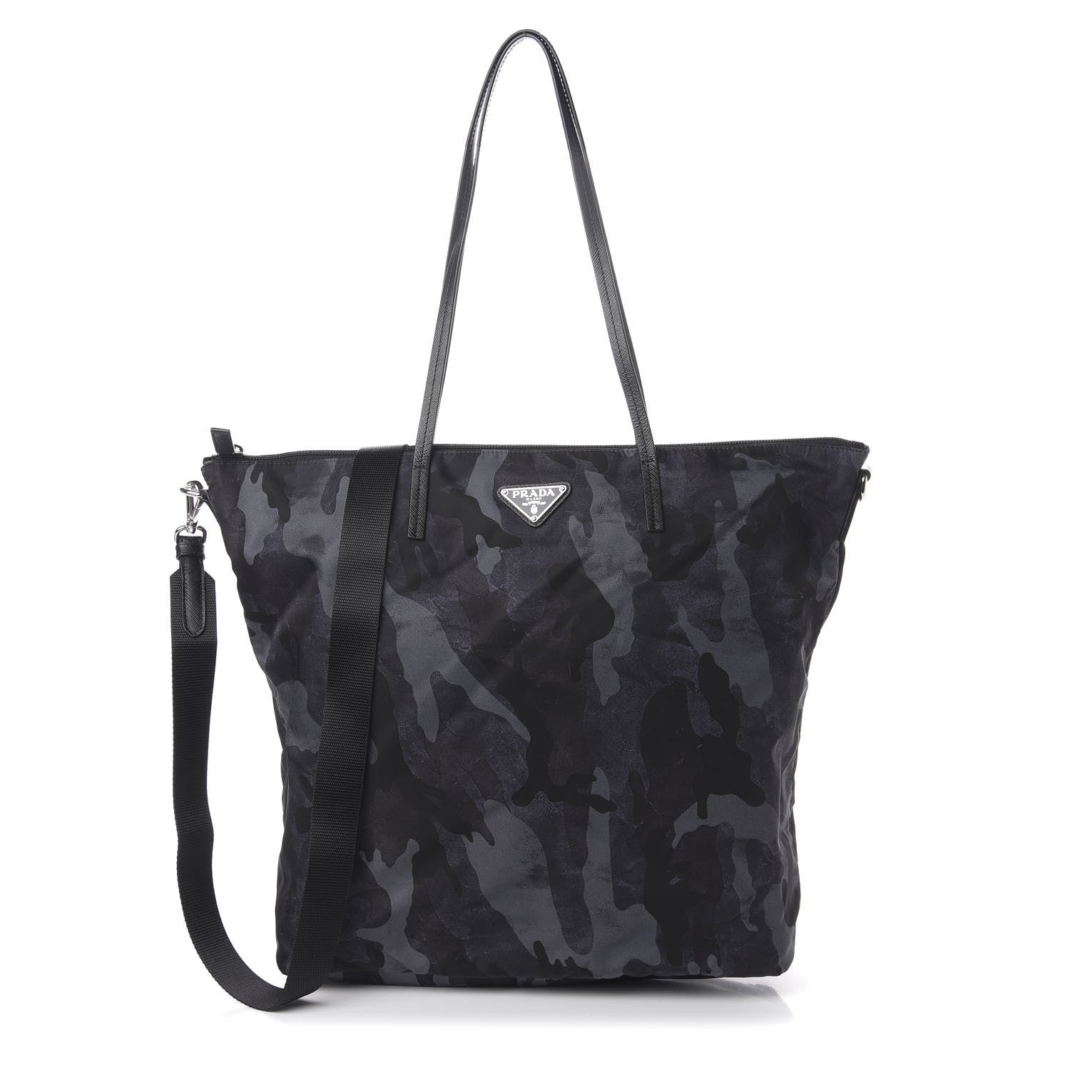 Prada Tessuto Nylon Stampato Camouflage Tote Blue 1 of 9