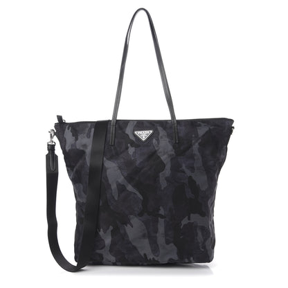Prada Tessuto Nylon Stampato Camouflage Tote Blue 1 of 9
