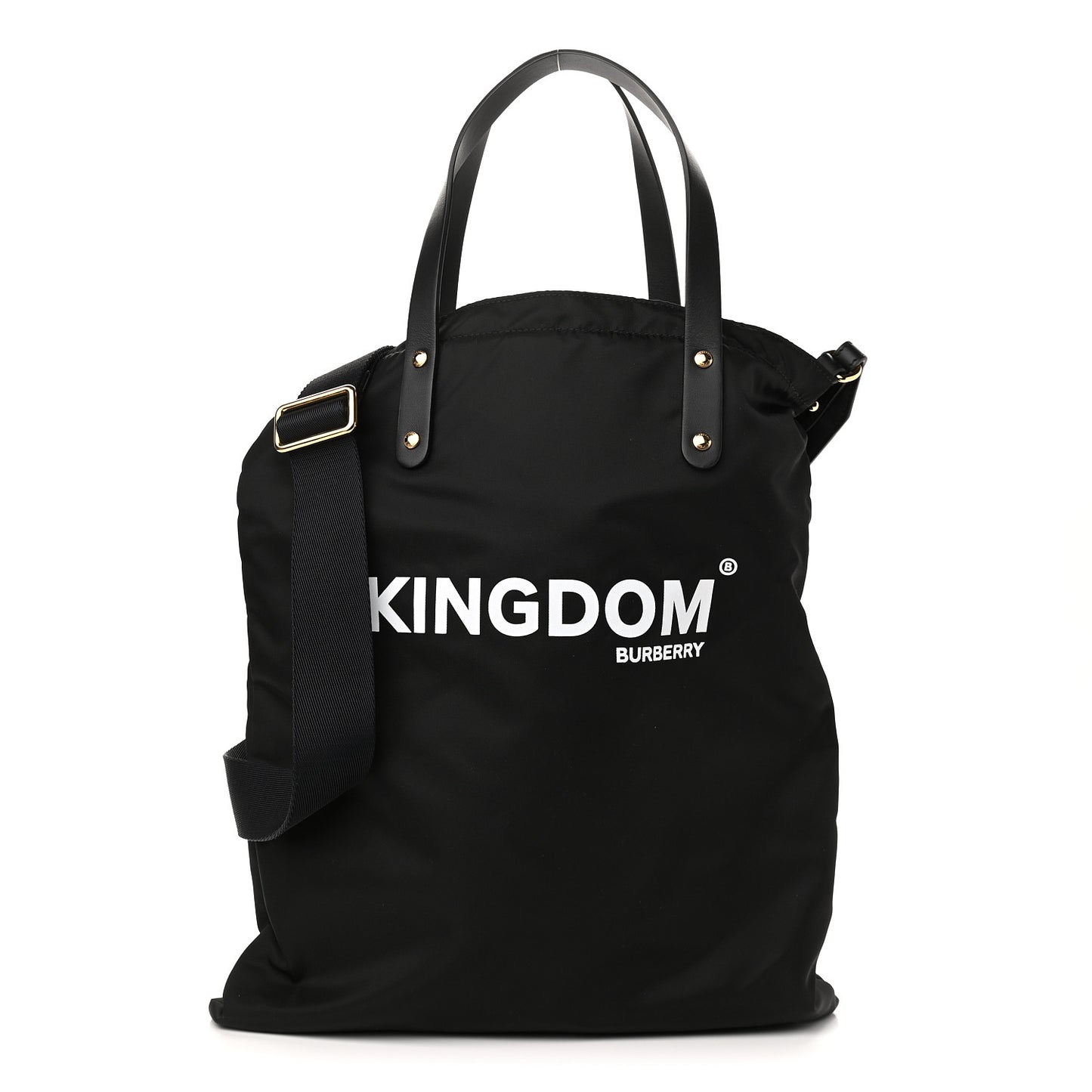 Nylon Calfskin Kingdom Print Tote Black