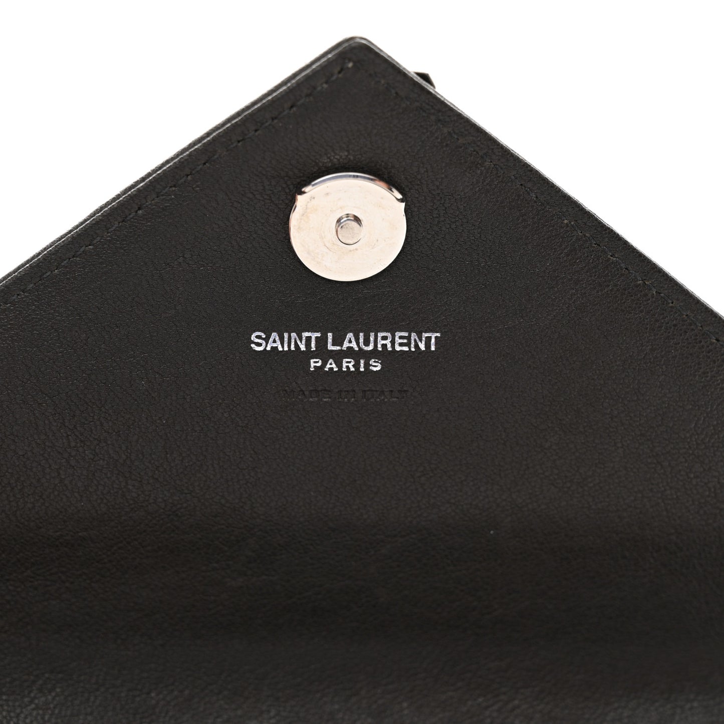 Sheepskin Matelasse Chevron Monogram College Chain Wallet Coal