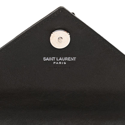 Saint Laurent Sheepskin Matelasse Chevron Monogram College Chain Wallet Coal 6 of 11