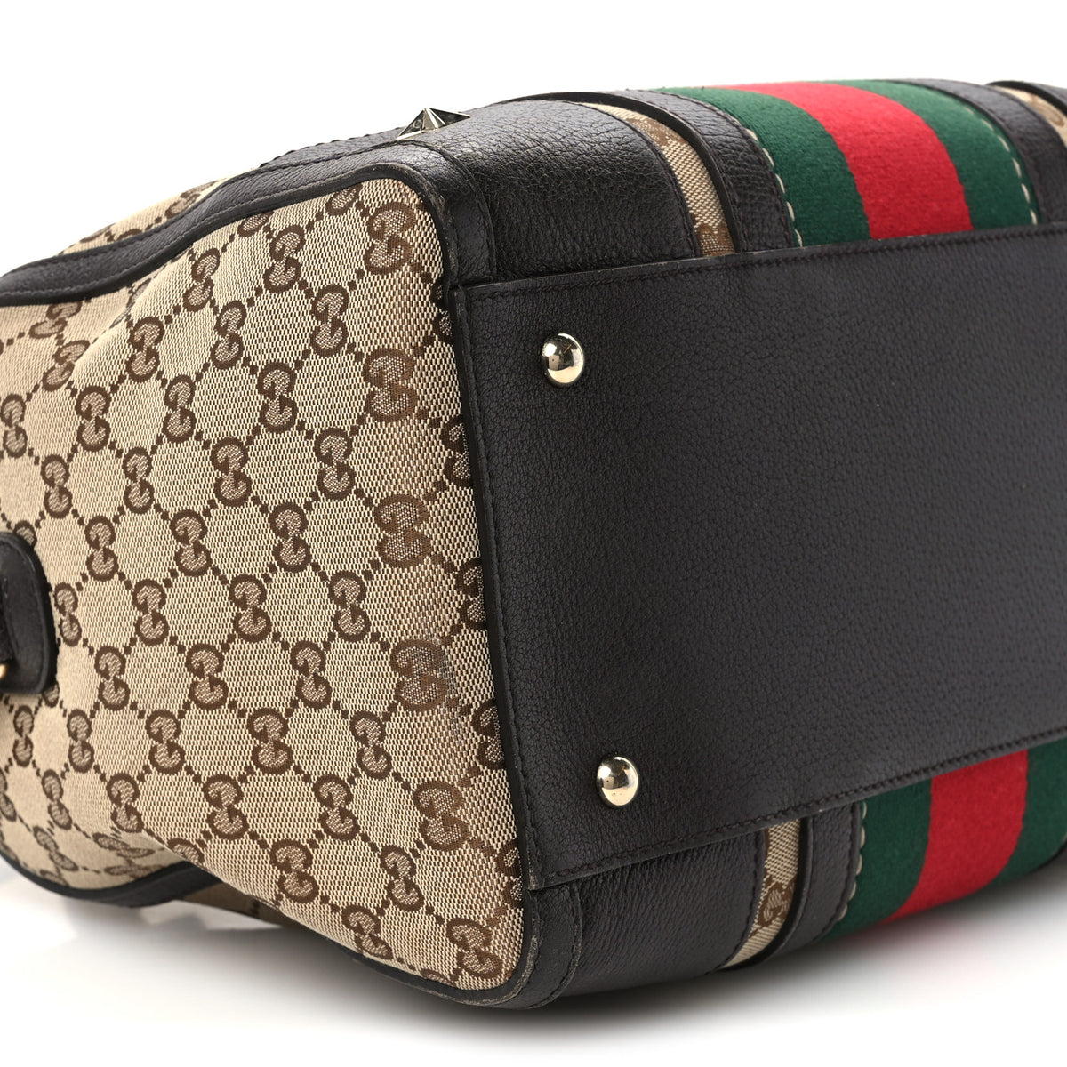 Gucci Monogram Vintage Web Medium Webby Bee Boston Dark Brown 11 of 13