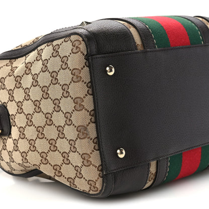 Gucci Monogram Vintage Web Medium Webby Bee Boston Dark Brown 11 of 13