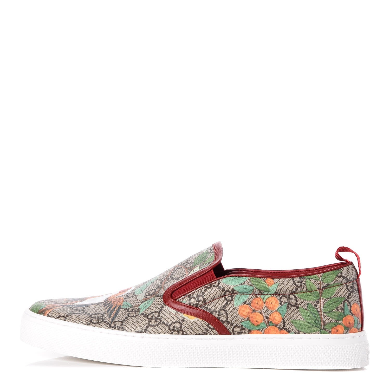Gucci GG Supreme Monogram Tian Mens Dublin Slip On Sneakers 10 Beige Multicolor Red 1 of 11