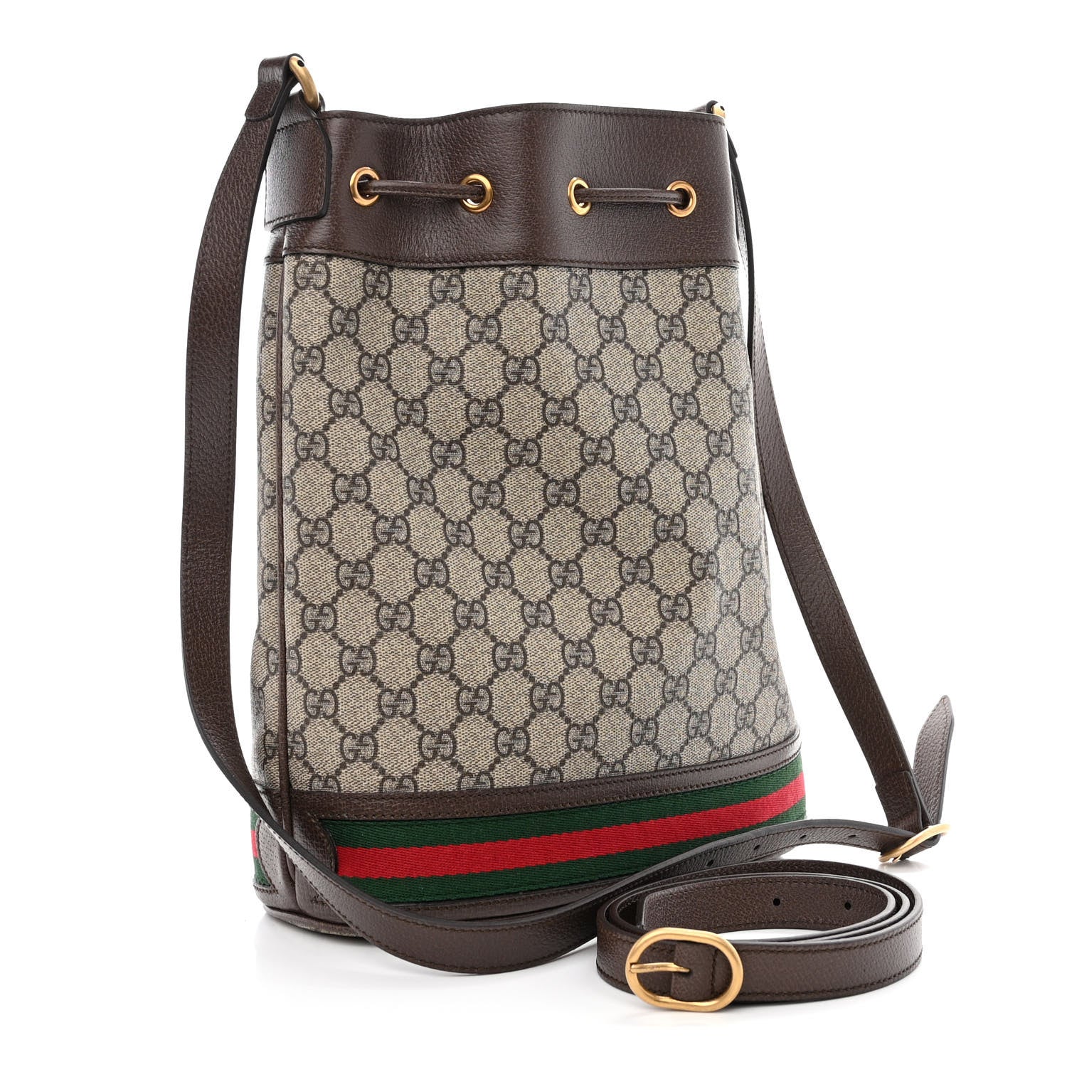 Gucci GG Supreme Monogram Web Ophidia Bucket Bag Brown 3 of 10
