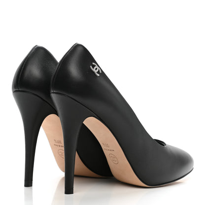Chanel Lambskin CC Pumps 39.5 Black 4 of 9