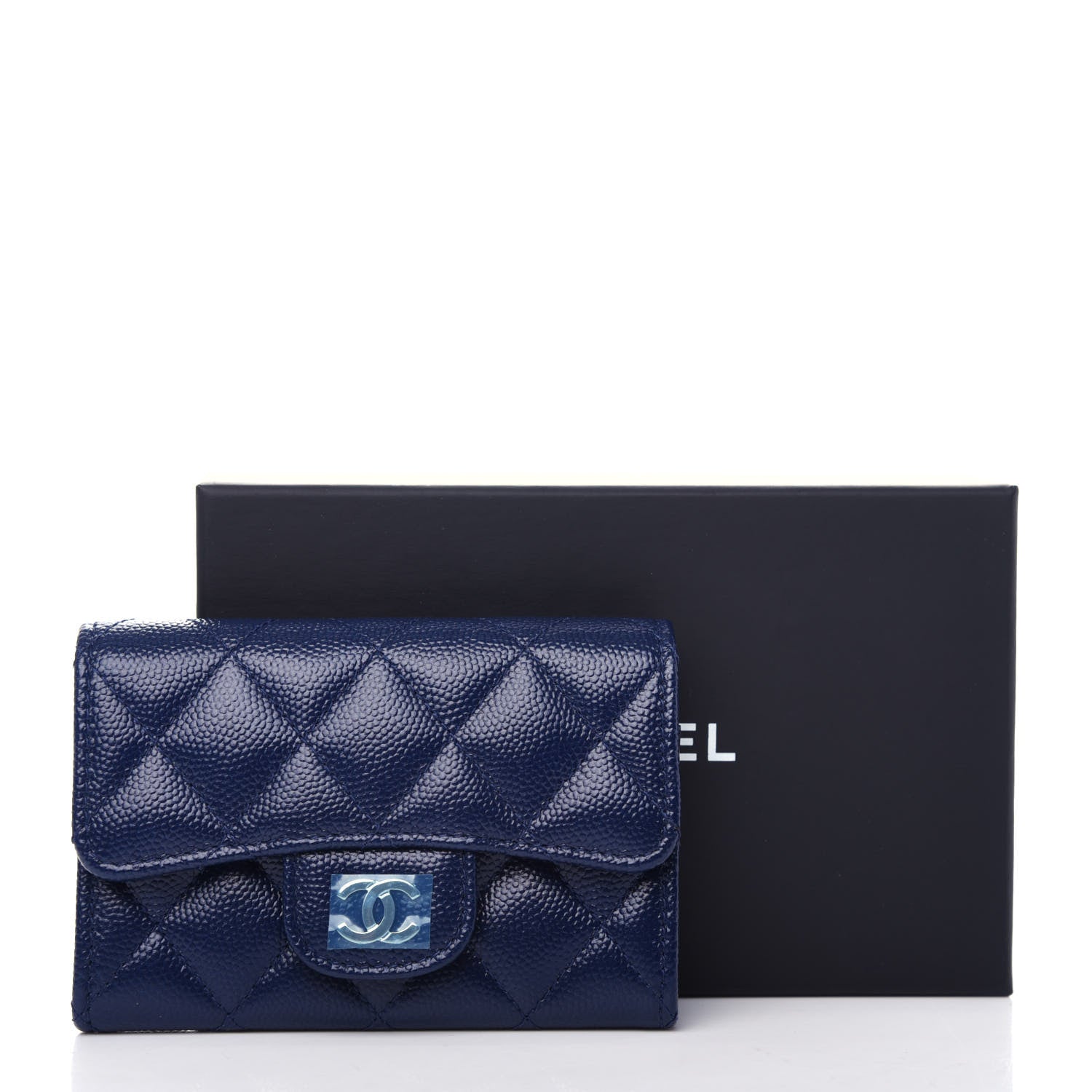 Chanel Caviar Quilted Flap Card Holder Navy Blue 9 of 9