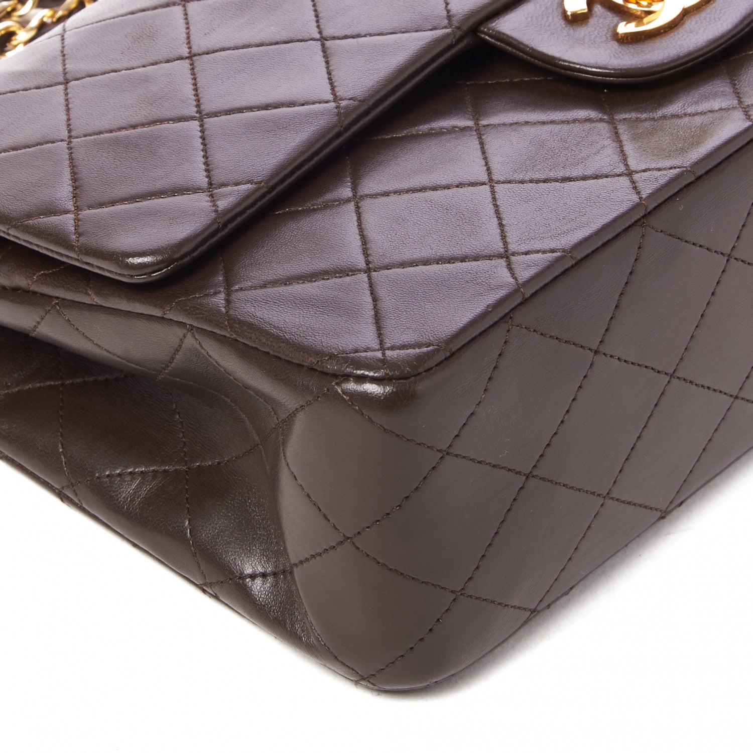 Chanel Lambskin Quilted Medium Double Flap Dark Brown 5 of 9