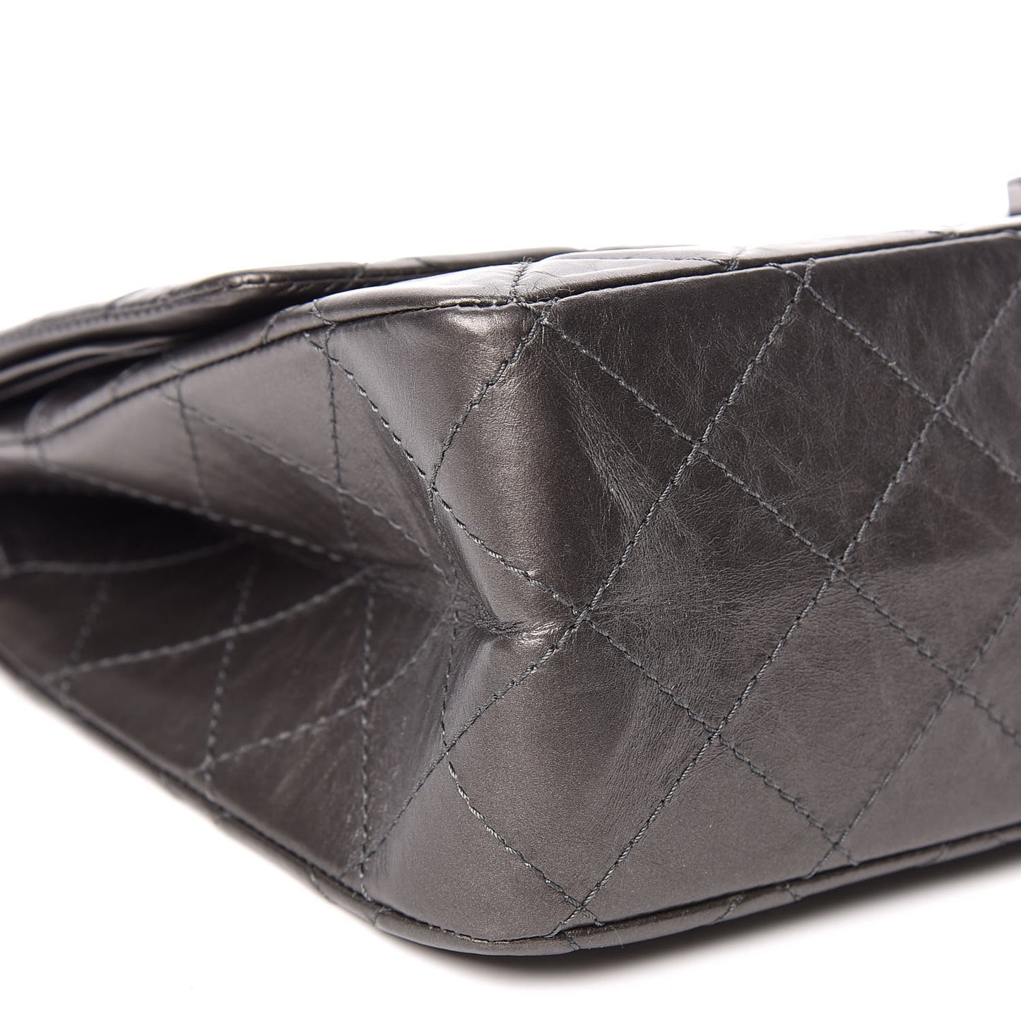 Metallic Aged Calfskin Quilted 2.55 Reissue 227 Flap Dark Silver