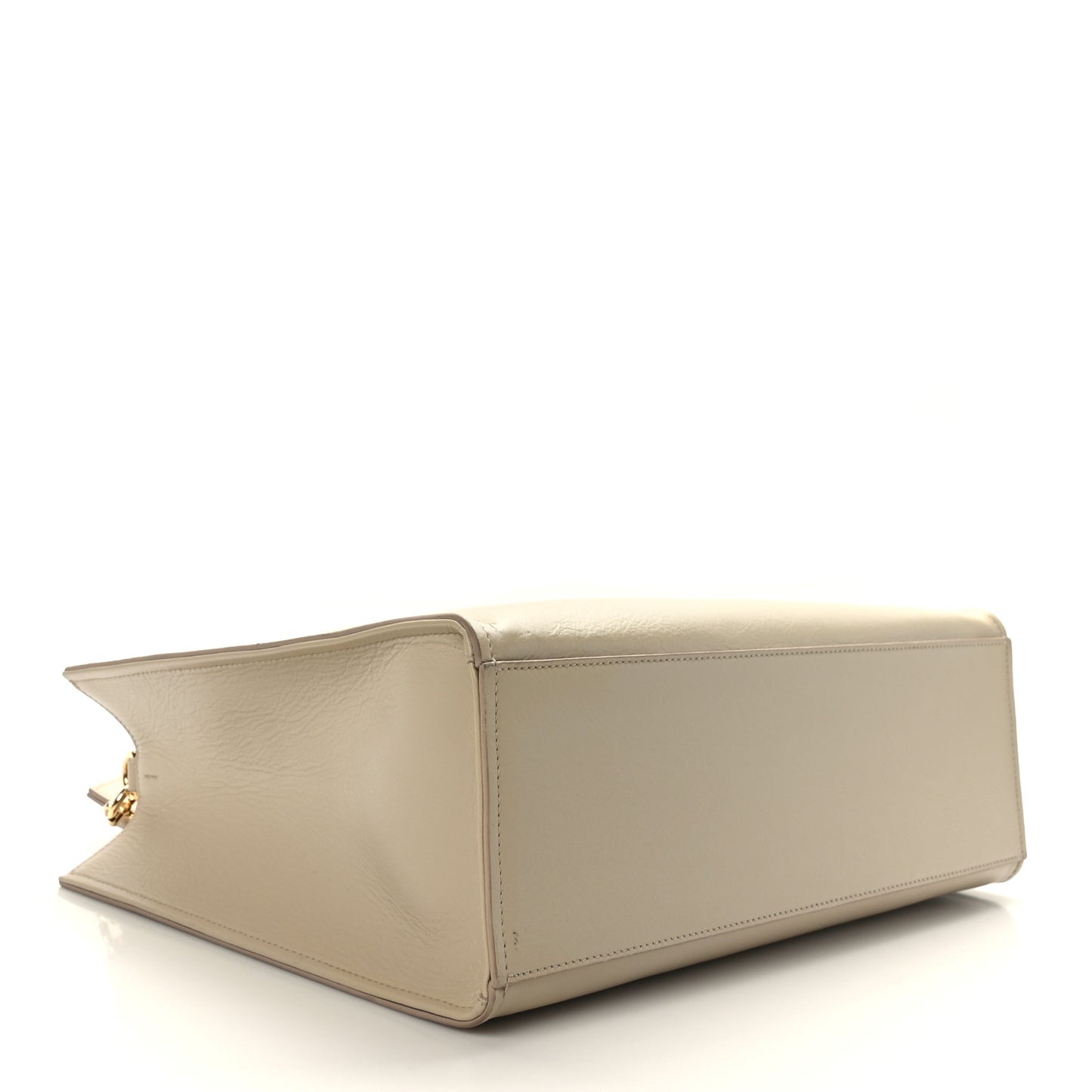 Tumbled Calfskin Logo Embossed Medium G-Tote Beige