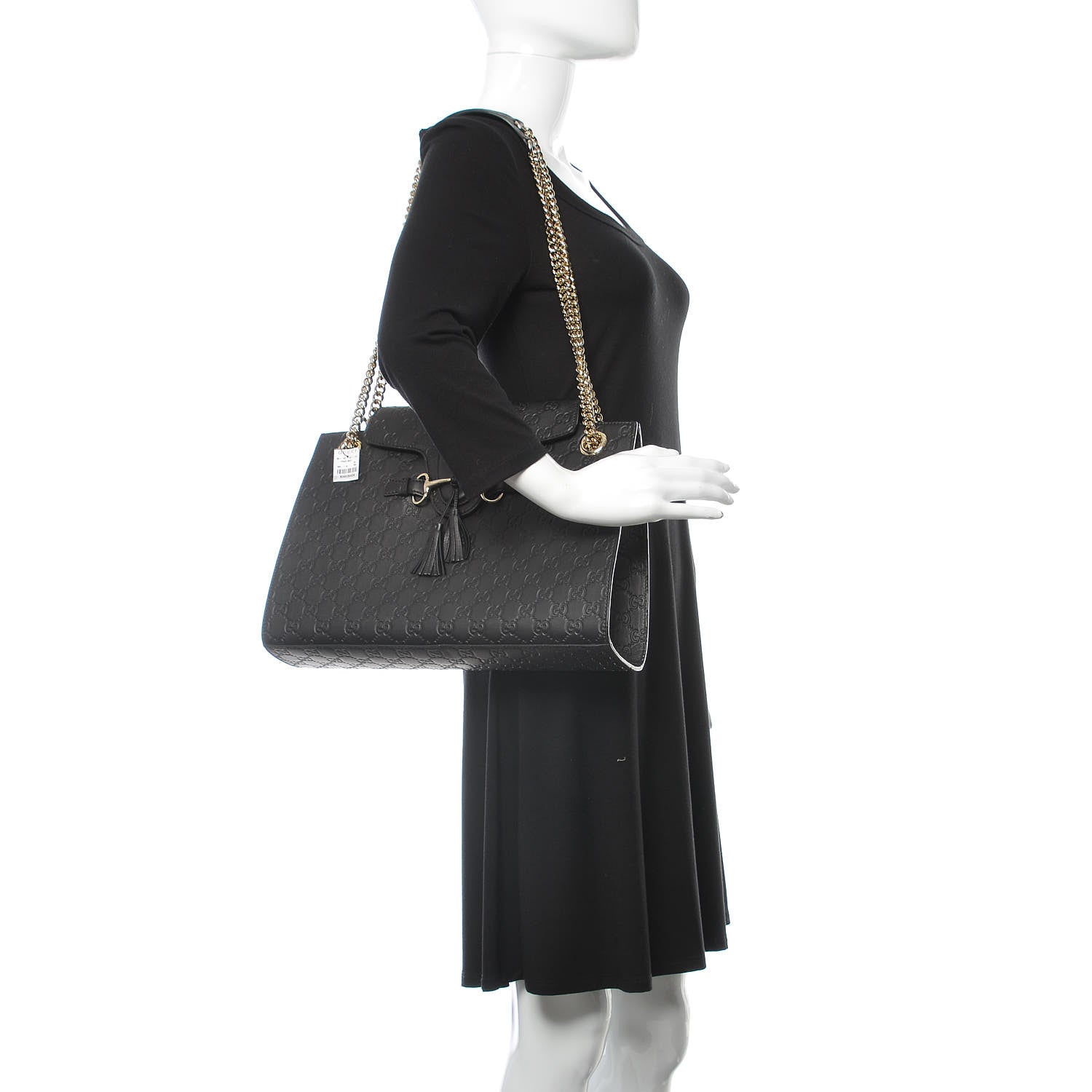 Gucci Guccissima Large Emily Chain Shoulder Bag Black 2 of 9