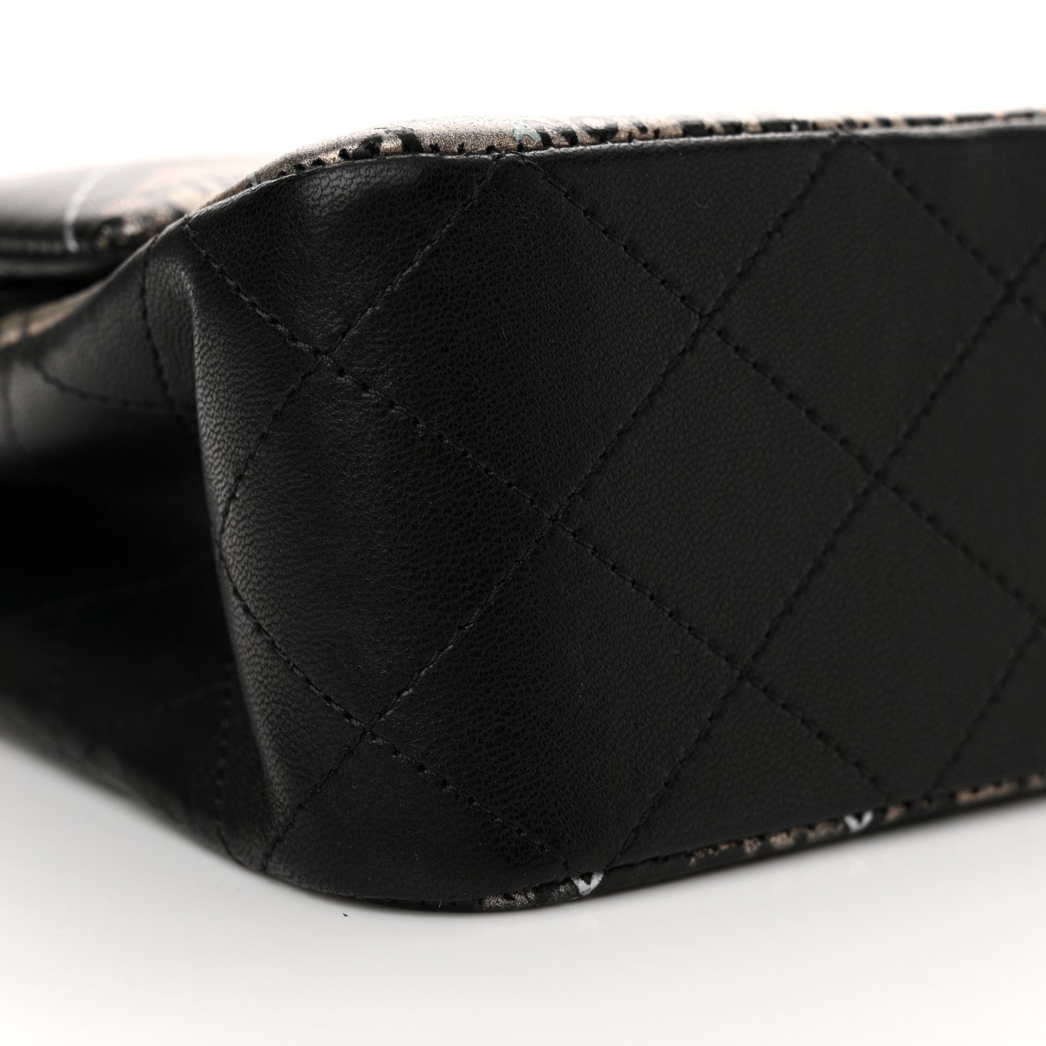 Chanel Metallic Lambskin Painted Feministe Newsprint Medium Double Flap So Black 9 of 14