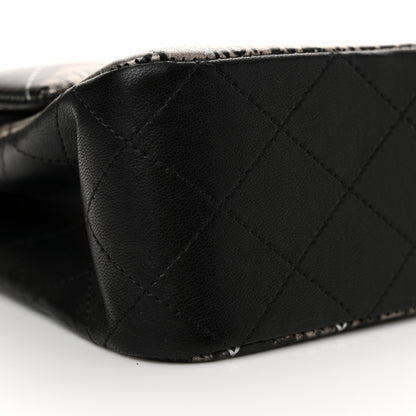 Chanel Metallic Lambskin Painted Feministe Newsprint Medium Double Flap So Black 9 of 14