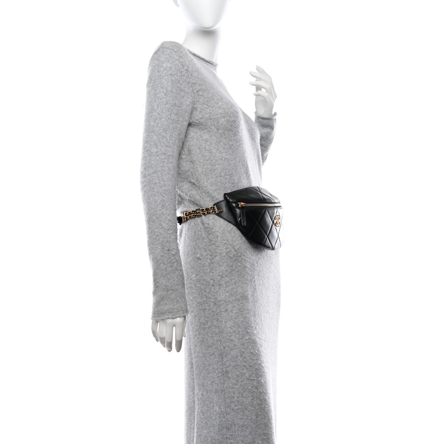 Chanel Lambskin Enamel Quilted Waist Bag Black 2 of 11