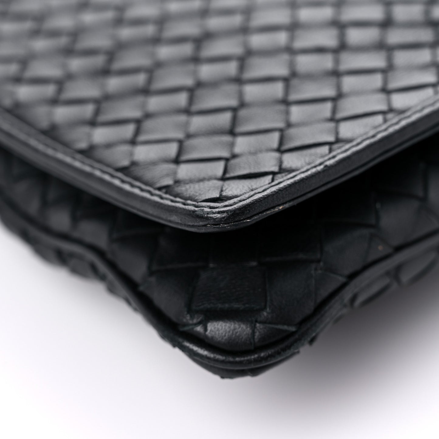 Nappa Intrecciato Crossbody Messenger Flap Black