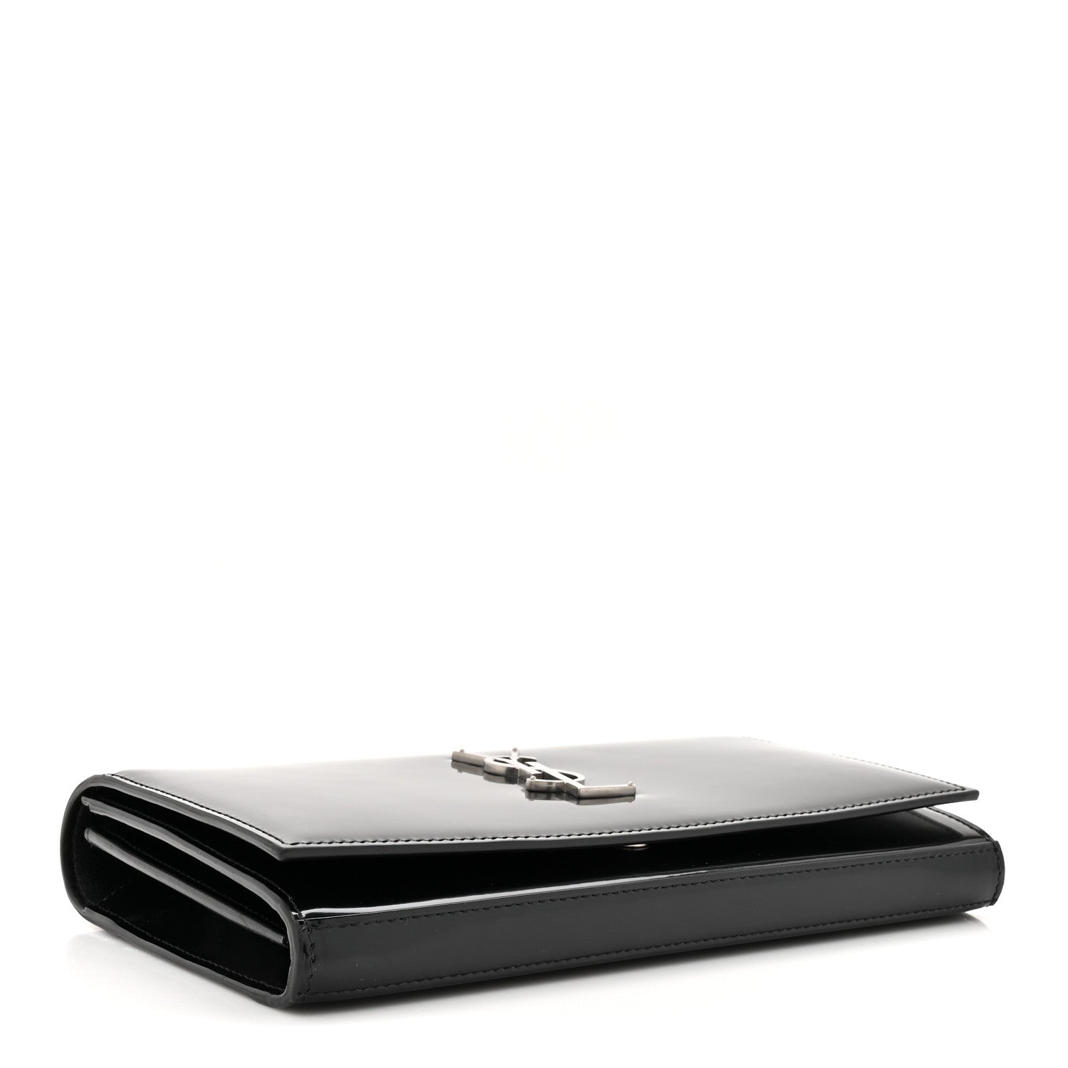 Saint Laurent Glazed Calfskin Cassandre Wallet On Chain WOC Black 4 of 11