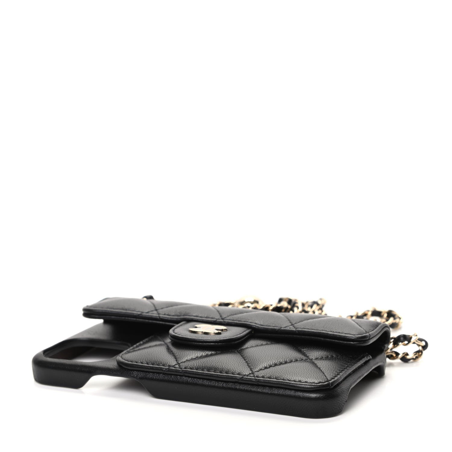 Chanel Lambskin Quilted iPhone XII Pro Max Case With Chain Black 4 of 7