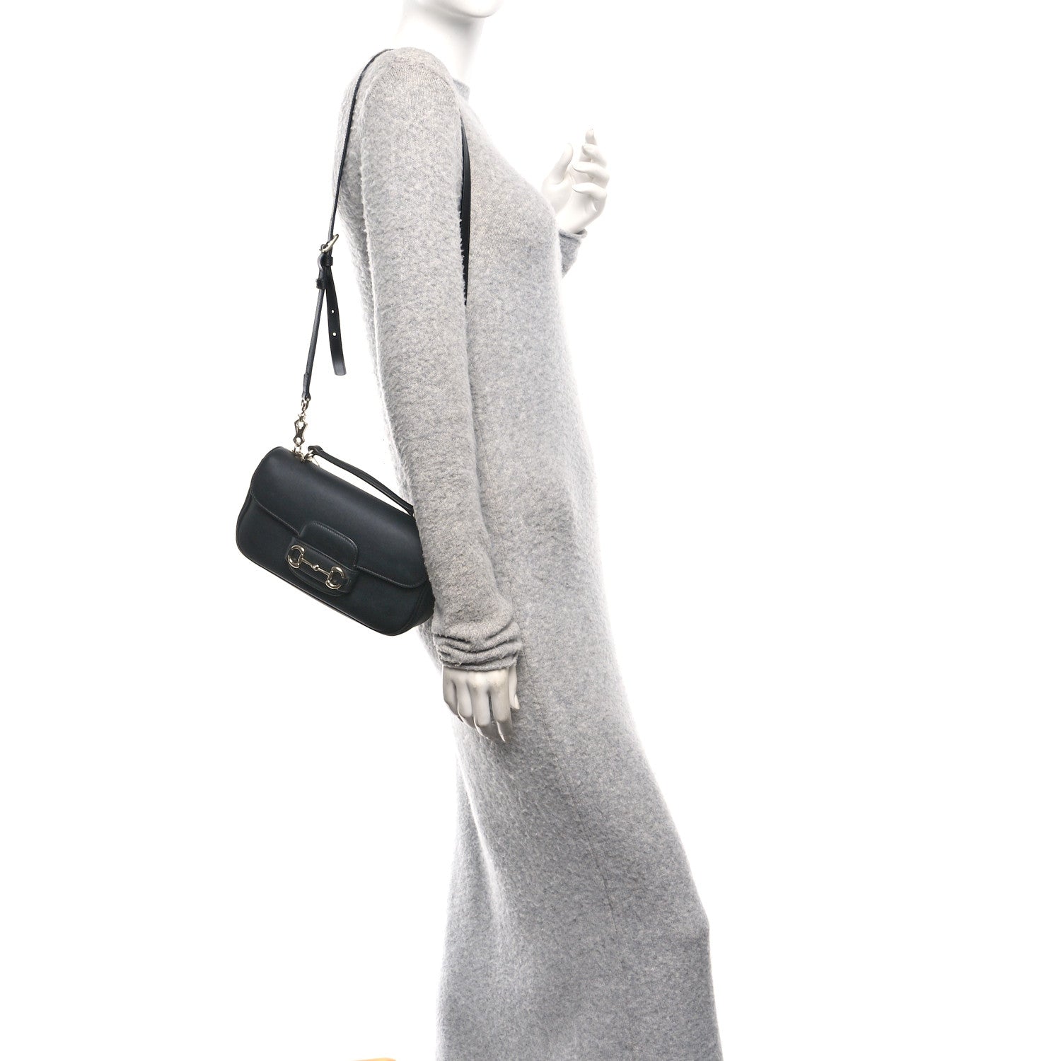 Gucci Calfskin Horsebit 1955 Small Soft Top Handle Shoulder Bag Black 2 of 10