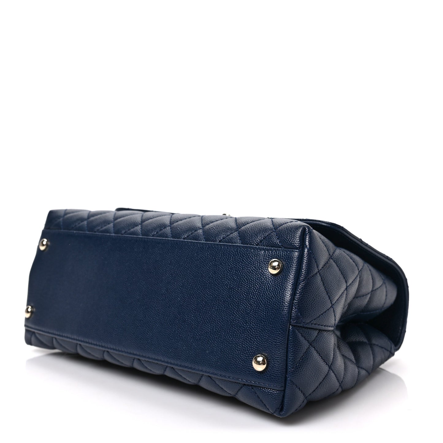 Caviar Lizard Embossed Quilted Small Coco Handle Flap Navy Blue