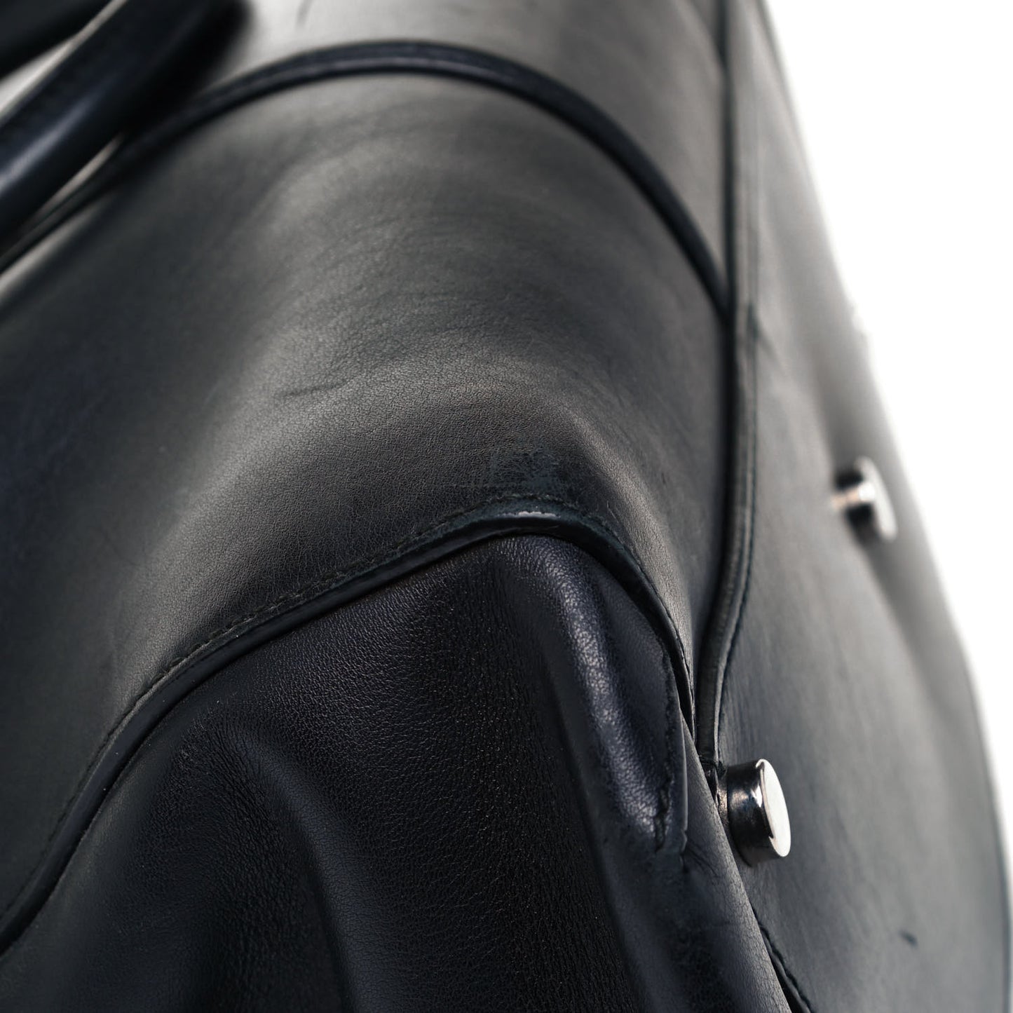 Calfskin Lady Bamboo Top Handle Bag Black