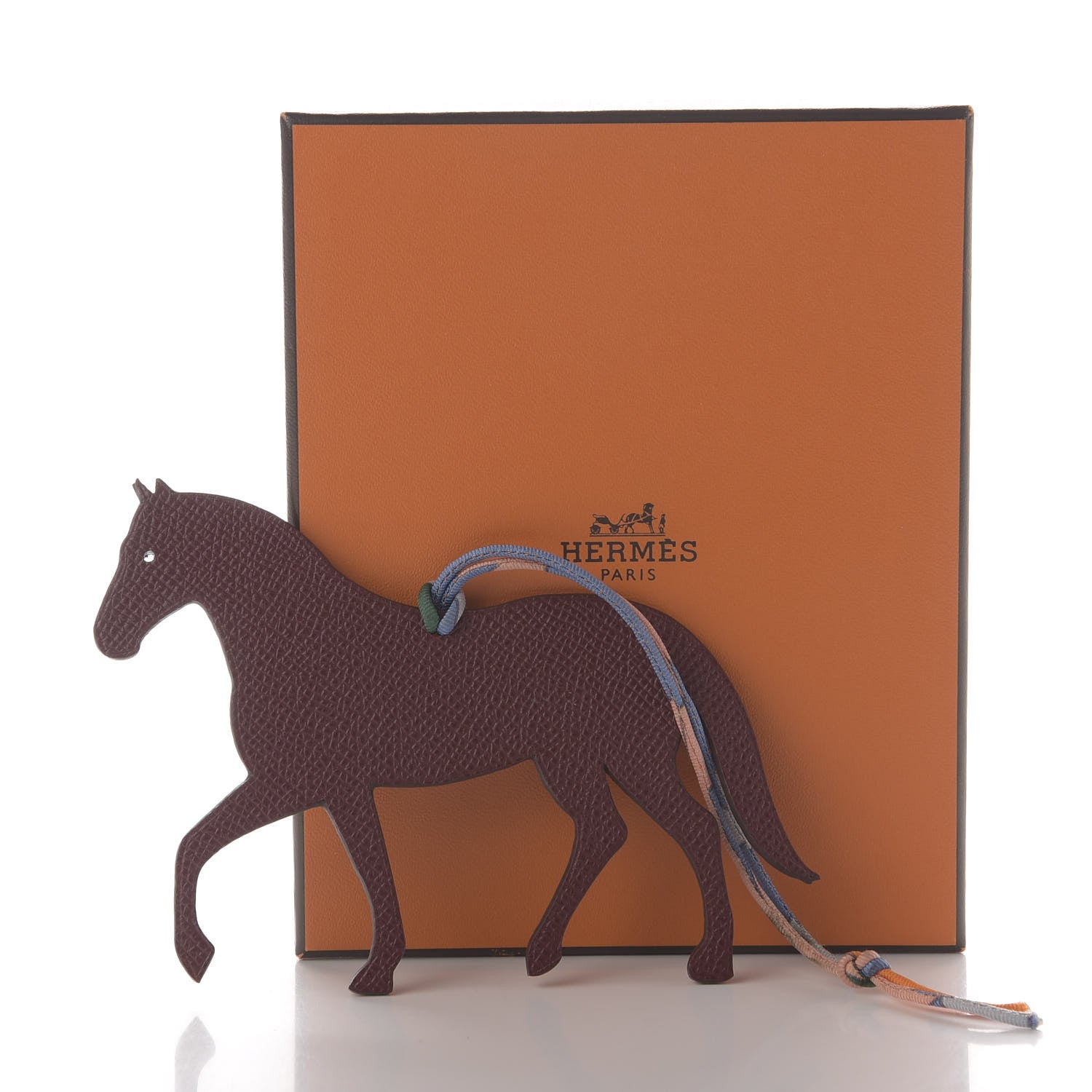 Hermes Epsom Togo Petit H Horse Bag Charm Bordeaux Malachite 4 of 4