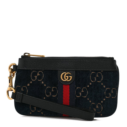 Gucci Velvet GG Monogram Textured Calfskin Web Smartphone Case Blue Beige Black 1 of 8