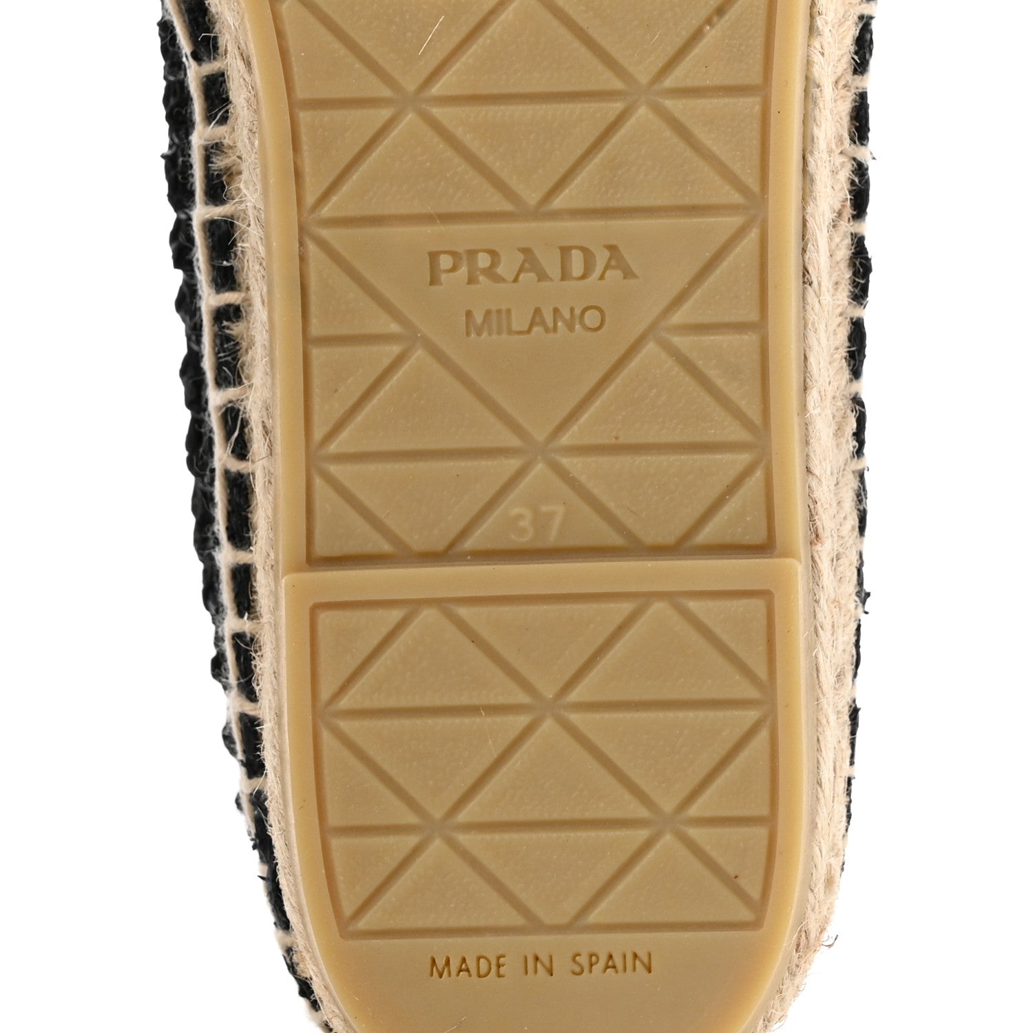 Prada Raffia Triangle Logo Crochet 20mm Espadrilles 37 Black Naturale 7 of 9