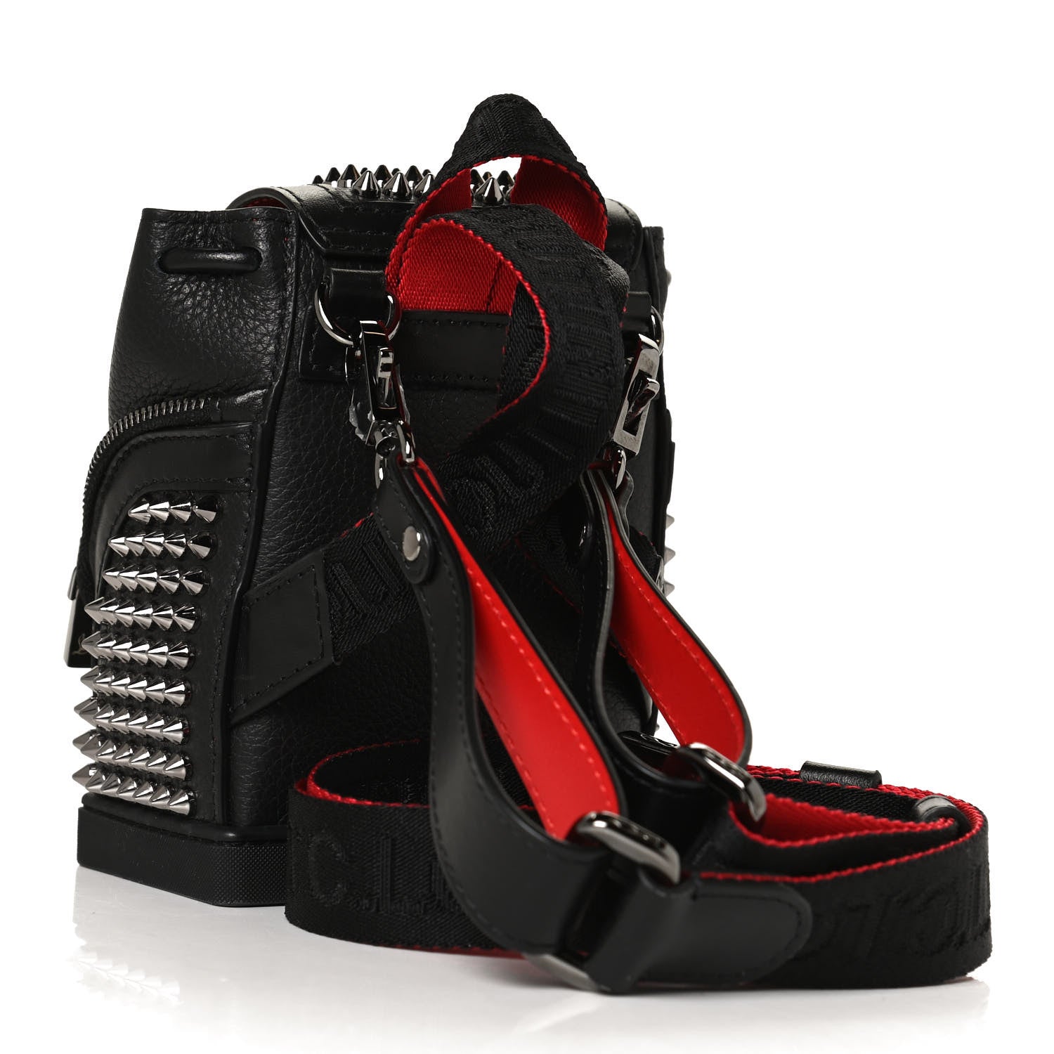 Christian Louboutin Calfskin Spiked Mini Explorafunk Keyring Bag Black 3 of 12