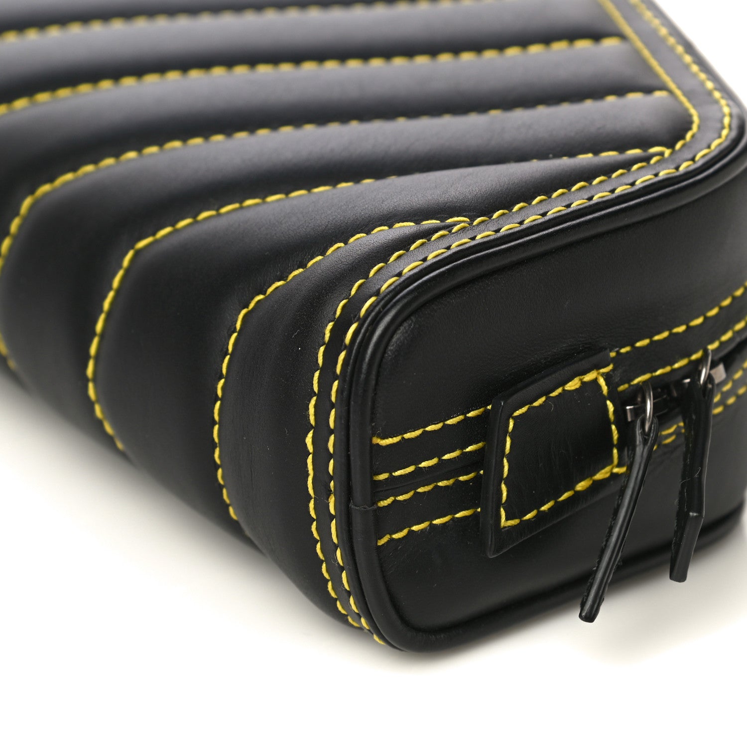 Balenciaga Calfskin Quilted Car Clutch S Black and Yellow 9 of 9