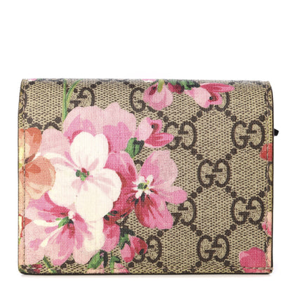 Gucci GG Supreme Monogram Blooms Card Case Wallet Beige Multicolor Dry Rose 1 of 7