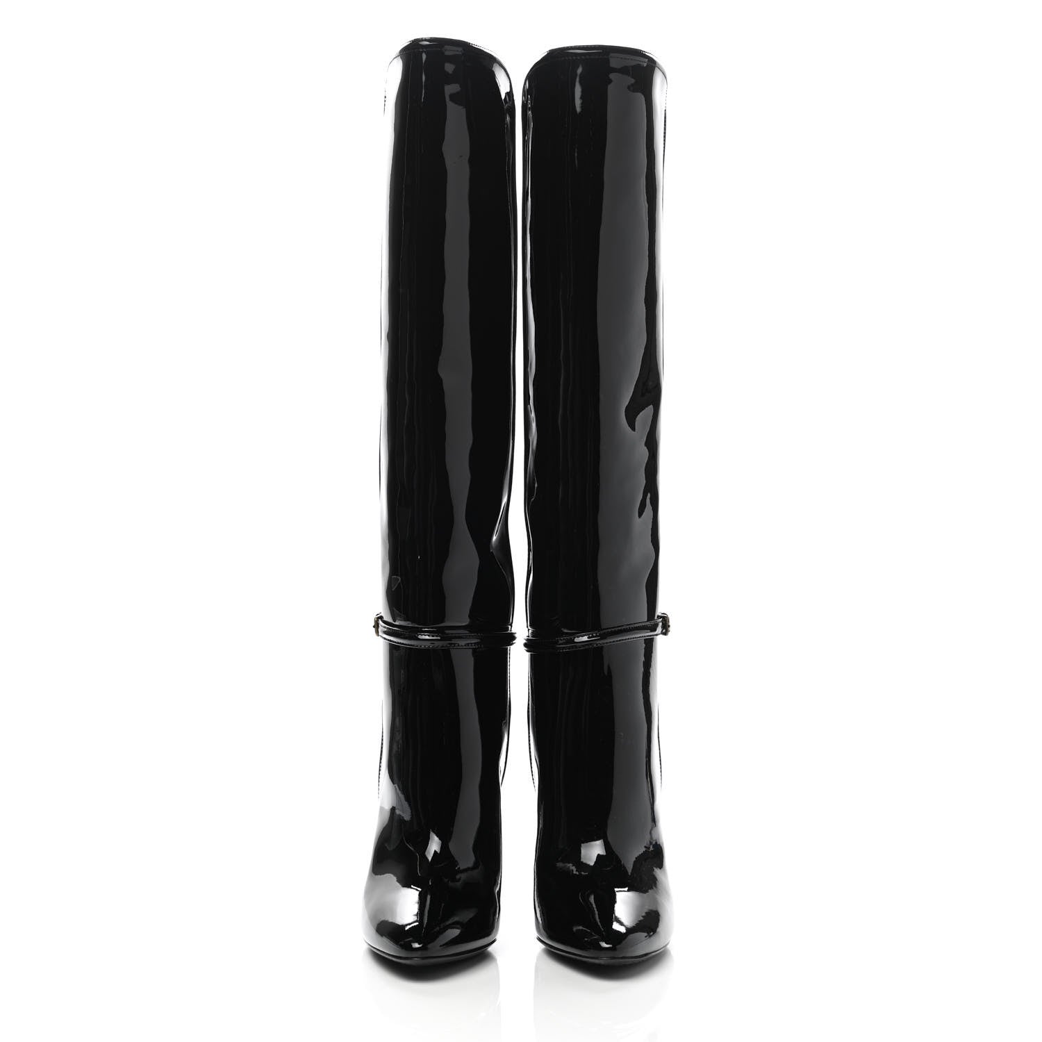 Saint Laurent Patent Soxiante 105 Knee High Boots 38.5 Black 2 of 8