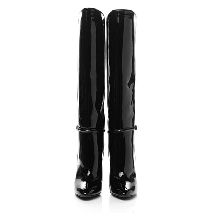 Saint Laurent Patent Soxiante 105 Knee High Boots 38.5 Black 2 of 8